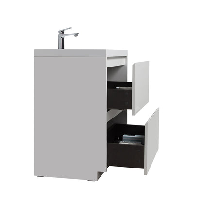 WOODBRIDGE 29-1/2 in. W x 19-5/8 in. D Freestanding Vanity in Glossy White with Resin Composite Vanity Top in Glossy White