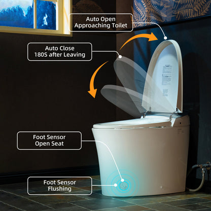 WOODBRIDGE Smart Bidet Toilet Auto Open & Close, Auto Flush, Foot Sensor, Cleaning Foam Dispenser, Heated Seat and ADA Chair Height Design, EBT230