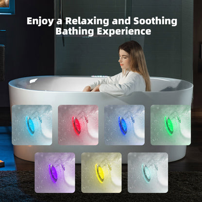 WOODBRIDGE 59" x 31-1/2" Whirlpool Water Jetted and Air Bubble Freestanding Heated Soaking Combination Bathtub with LED control panel