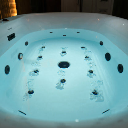 WOODBRIDGE 59" x 31-1/2" Whirlpool Water Jetted and Air Bubble Freestanding Heated Soaking Combination Bathtub with LED control panel