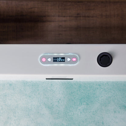 WOODBRIDGE 59" x 31-1/2" Whirlpool Water Jetted and Air Bubble Freestanding Heated Soaking Combination Bathtub with LED control panel