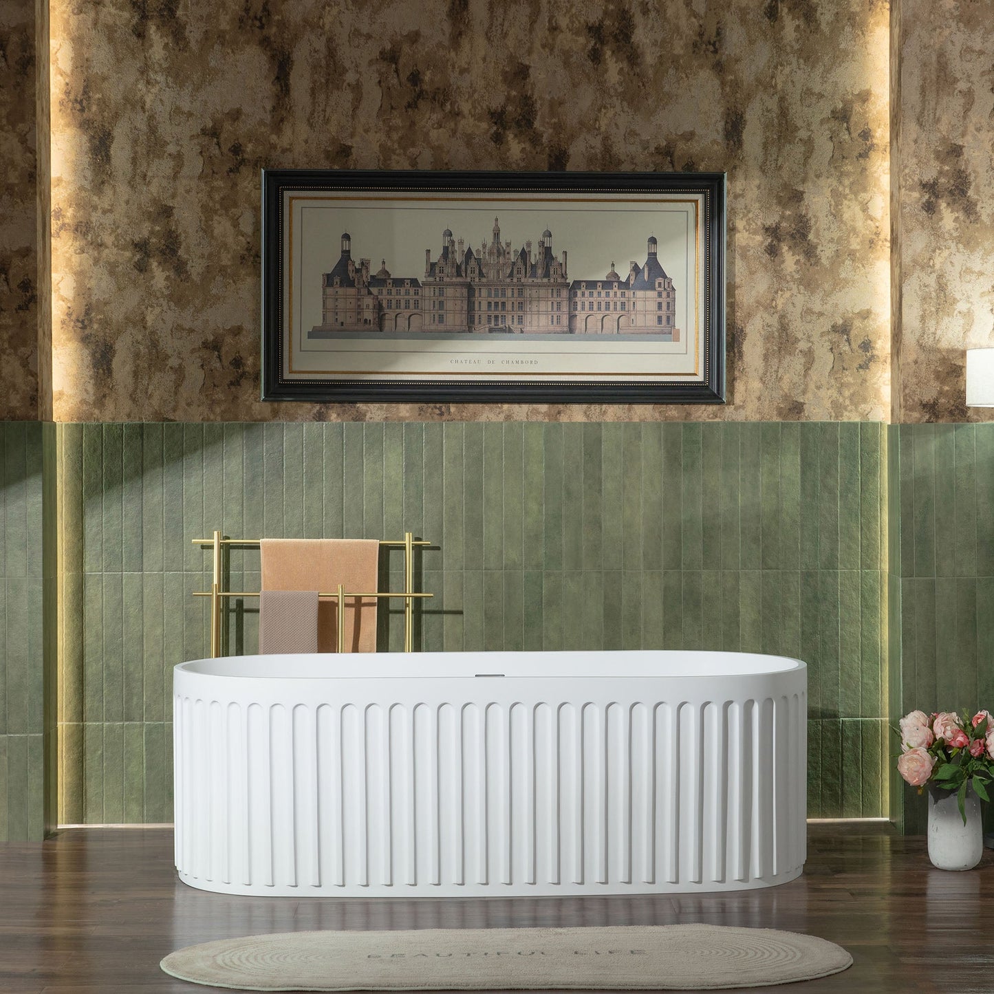 WOODBRIDGE 67" L x 29-1/2" W Luxury Contemporary Solid Surface Stone Resin Freestanding Bathtub