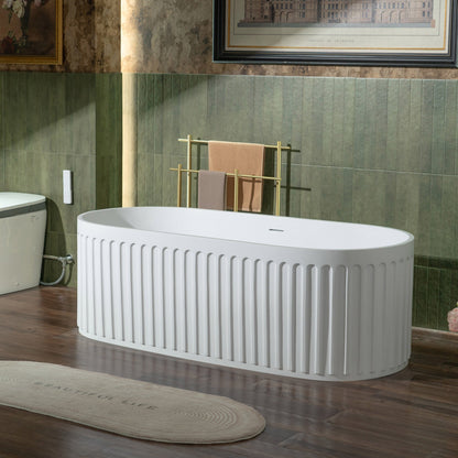 WOODBRIDGE 67" L x 29-1/2" W Luxury Contemporary Solid Surface Stone Resin Freestanding Bathtub