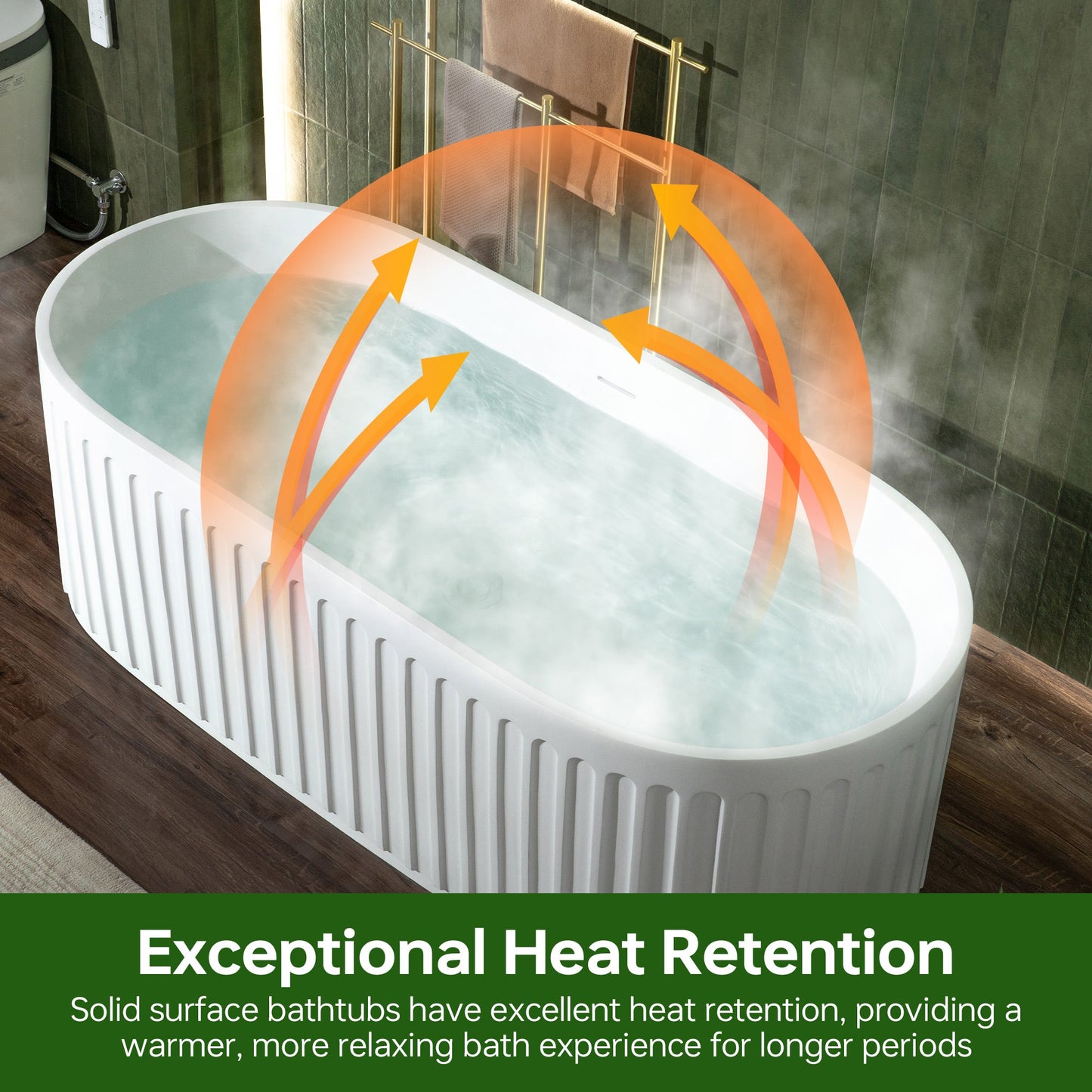 WOODBRIDGE 67" L x 29-1/2" W Luxury Contemporary Solid Surface Stone Resin Freestanding Bathtub