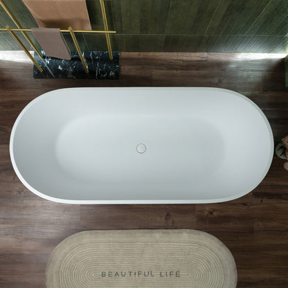 WOODBRIDGE 67" L x 29-1/2" W Luxury Contemporary Solid Surface Stone Resin Freestanding Bathtub