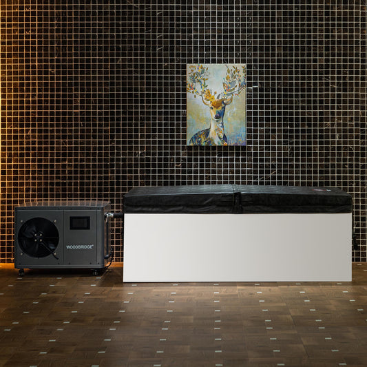 WOODBRIDGE 67" L x 31-1/2" W Freestanding Acrylic Cold Plunge Ice Tub with 1.3 HP High-Performance Chiller for Cooling/Heating, Ozone sanitation, Filter circulation system, Insulated tub cover