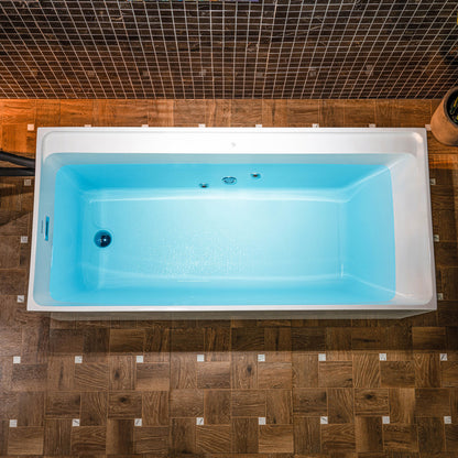 WOODBRIDGE 67" L x 31-1/2" W Freestanding Acrylic Cold Plunge Ice Tub with 1.3 HP High-Performance Chiller for Cooling/Heating, Ozone sanitation, Filter circulation system, Insulated tub cover