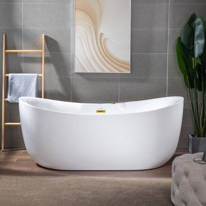 Best Seller WOODBRIDGE 72" x 35-3/8" Whirlpool Water Jetted and Air Bubble Freestanding Heated Soaking Combination Bathtub with LED control panel
