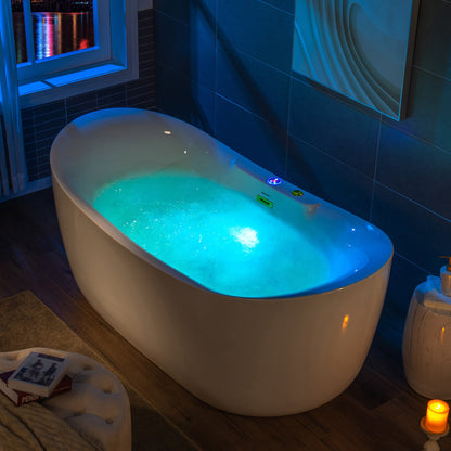 Best Seller WOODBRIDGE 72" x 35-3/8" Whirlpool Water Jetted and Air Bubble Freestanding Heated Soaking Combination Bathtub with LED control panel