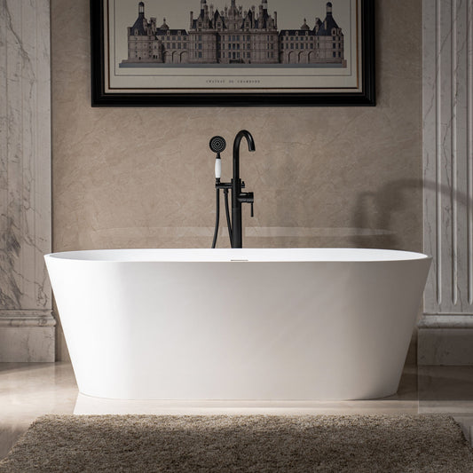 WOODBRIDGE 67 in. x 31.375 in. Luxury Contemporary Solid Surface Freestanding Bathtub