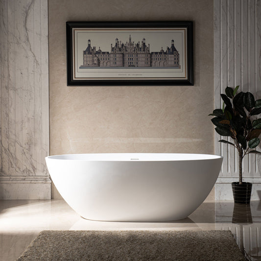 WOODBRIDGE 67 in. x 30.75 in. Luxury Contemporary Solid Surface Freestanding Bathtub