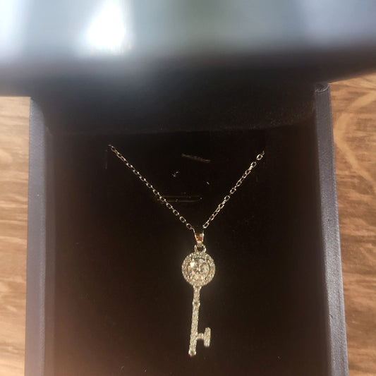 1/2 CT Moissanite Key Pendant Necklace
