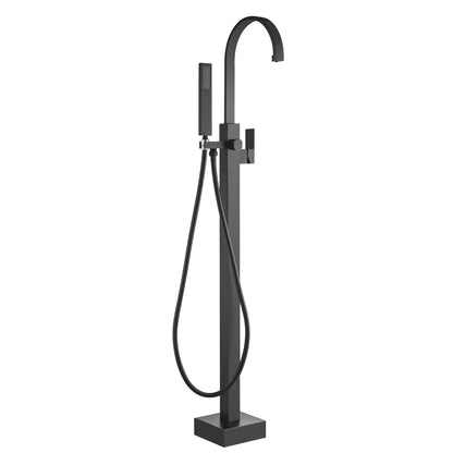 WOODBRIDGE F0060BN Contemporary Single Handle Floor Mount Freestanding Tub Filler Faucet with Hand Shower
