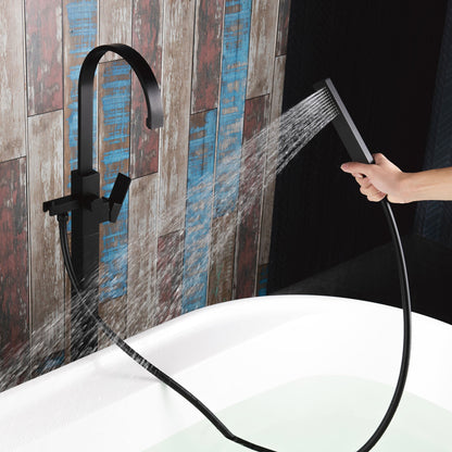 WOODBRIDGE F0060BN Contemporary Single Handle Floor Mount Freestanding Tub Filler Faucet with Hand Shower