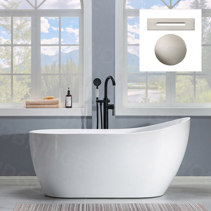 WOODBRIDGE 59" Acrylic Freestanding Bathtub Contemporary Soaking Tub