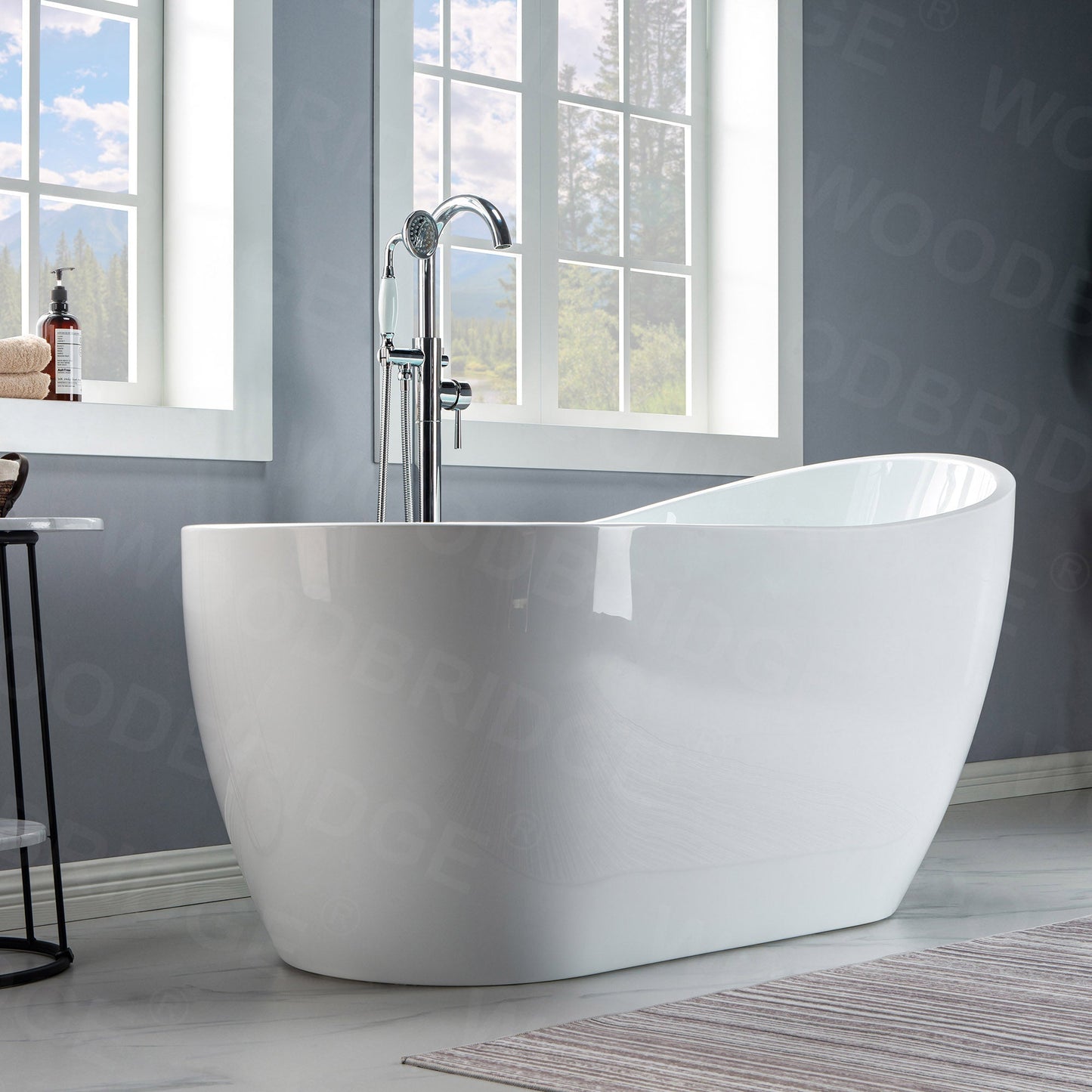 WOODBRIDGE 59" Acrylic Freestanding Bathtub Contemporary Soaking Tub