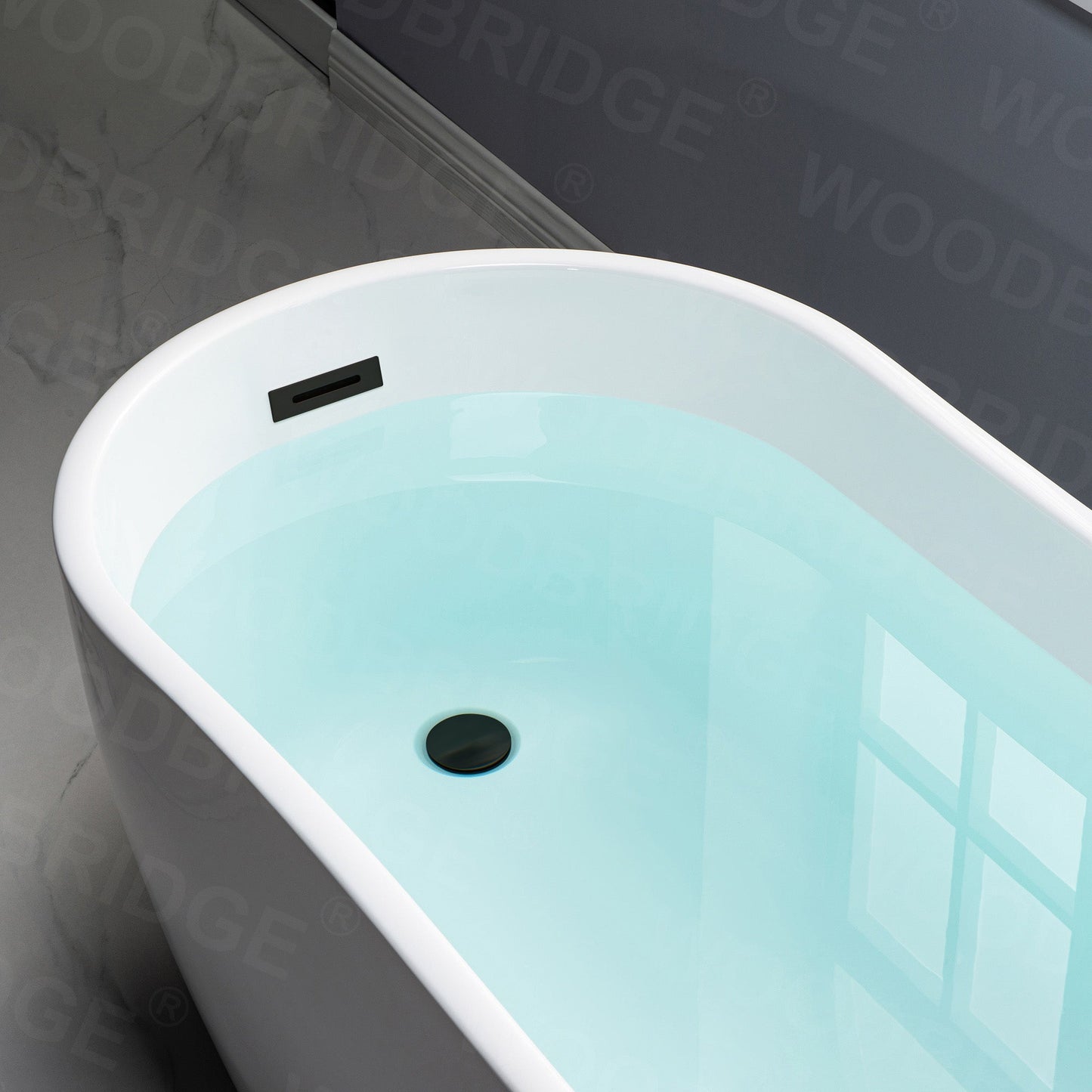 WOODBRIDGE 59" Acrylic Freestanding Bathtub Contemporary Soaking Tub