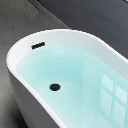 WOODBRIDGE 59" Acrylic Freestanding Bathtub Contemporary Soaking Tub