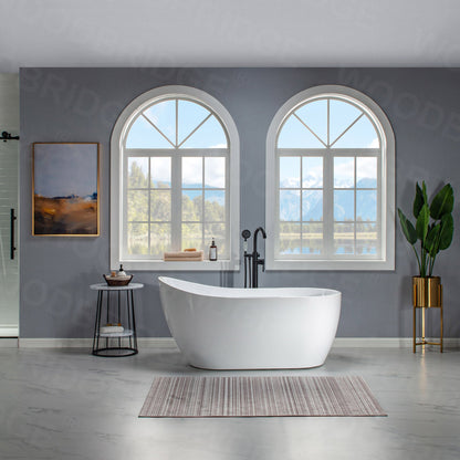 WOODBRIDGE 59" Acrylic Freestanding Bathtub Contemporary Soaking Tub