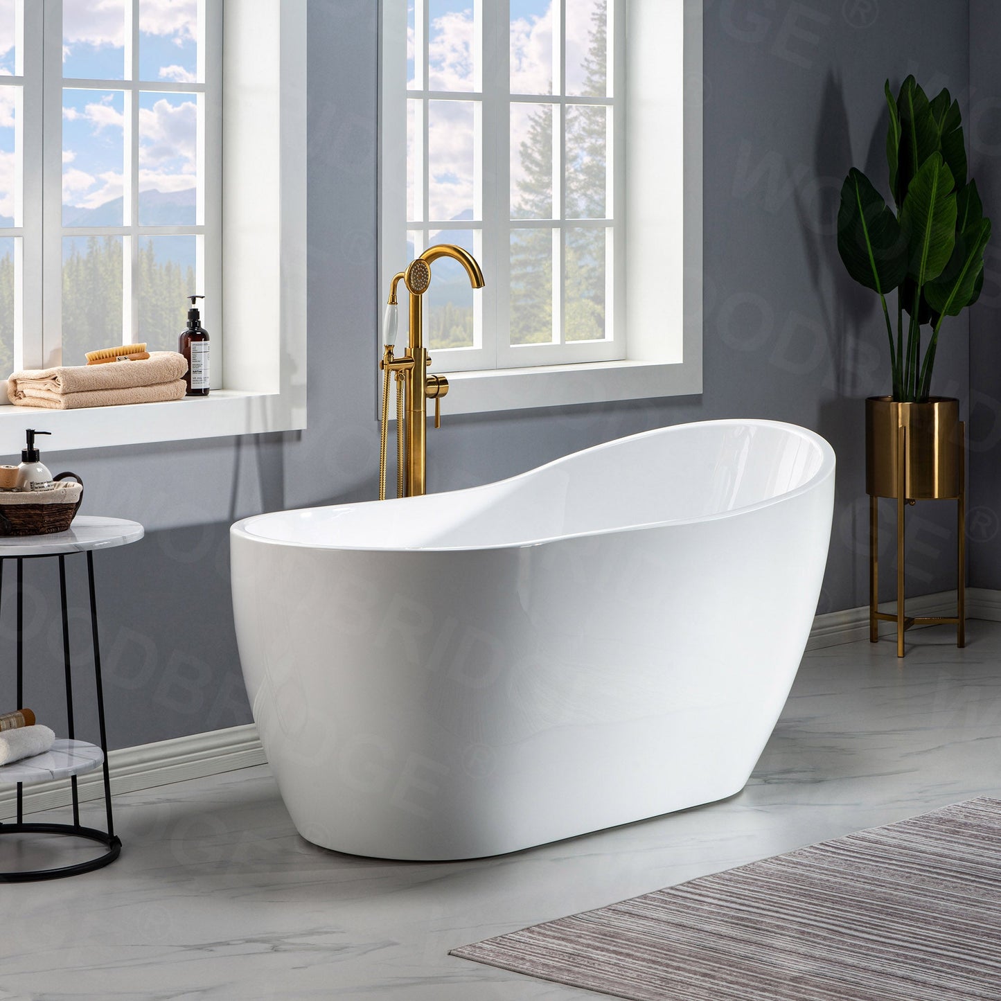 WOODBRIDGE 59" Acrylic Freestanding Bathtub Contemporary Soaking Tub