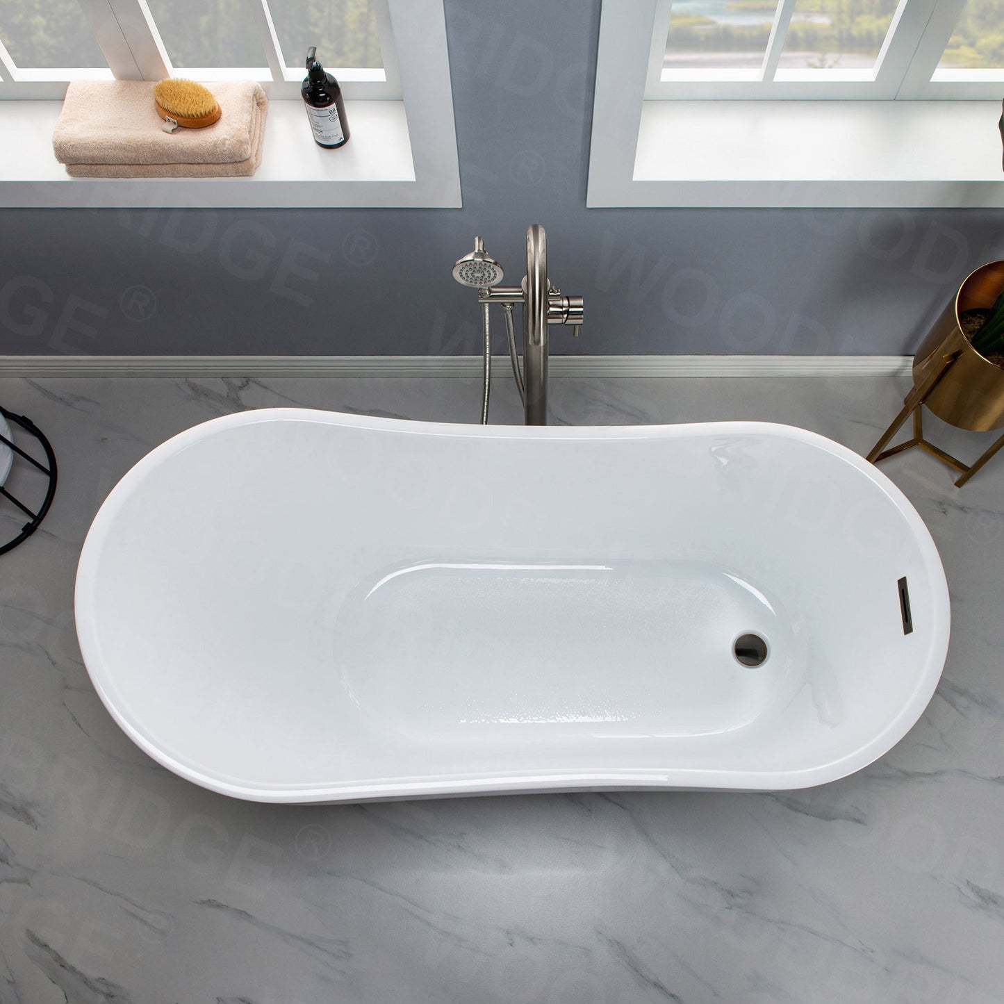 WOODBRIDGE 59" Acrylic Freestanding Bathtub Contemporary Soaking Tub