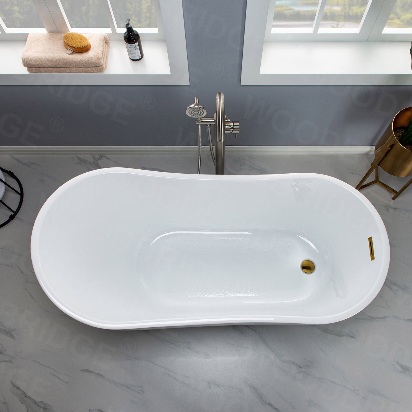 WOODBRIDGE 59" Acrylic Freestanding Bathtub Contemporary Soaking Tub