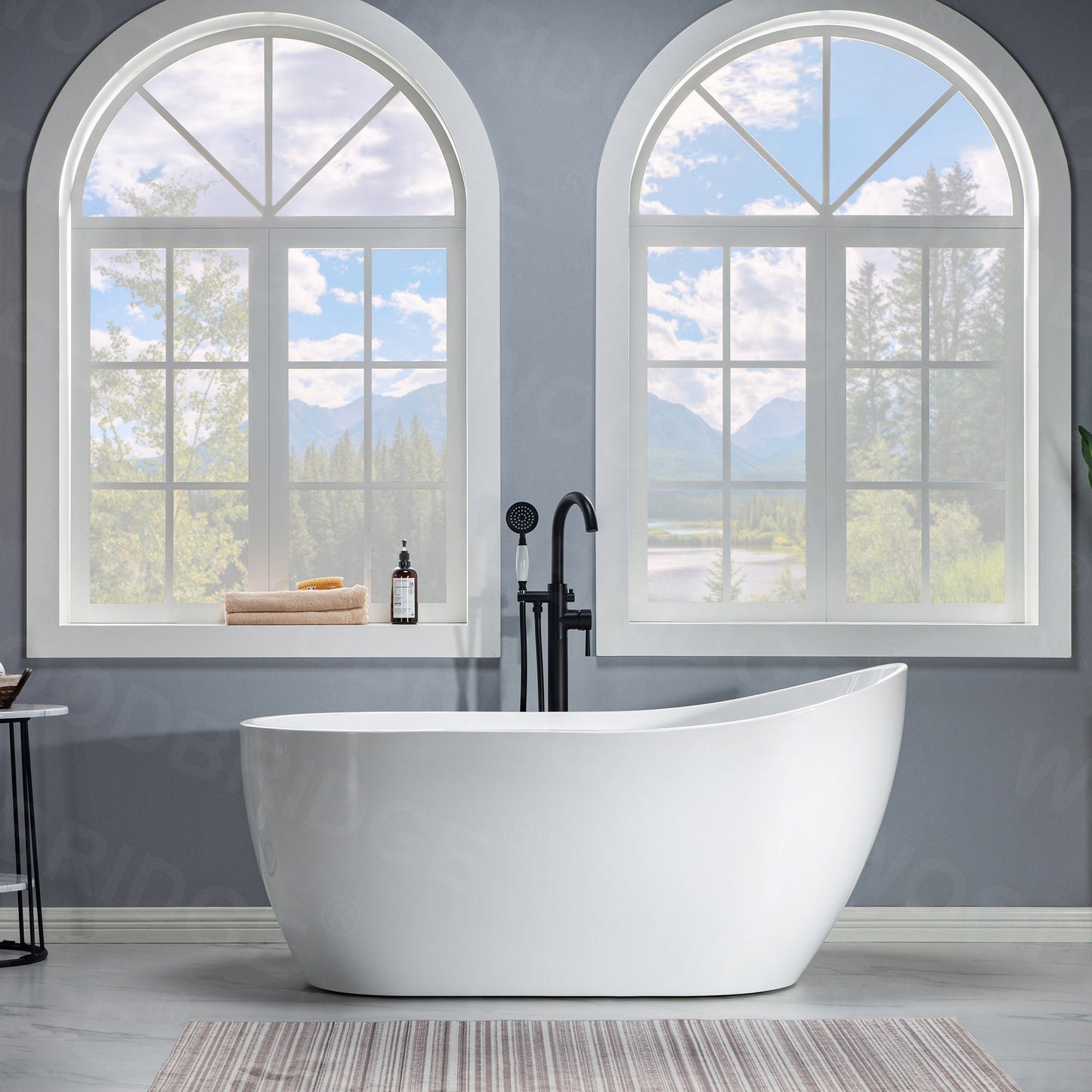WOODBRIDGE 59" Acrylic Freestanding Bathtub Contemporary Soaking Tub