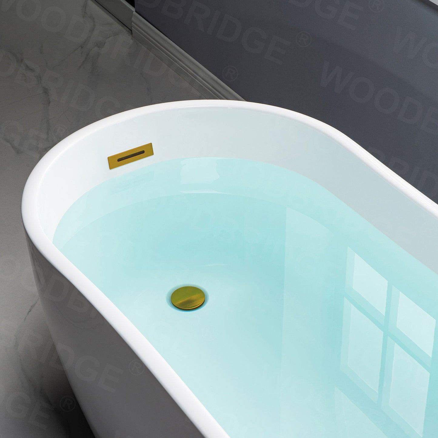 WOODBRIDGE 59" Acrylic Freestanding Bathtub Contemporary Soaking Tub
