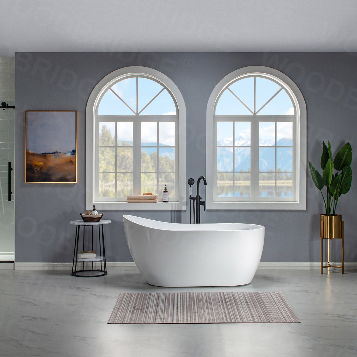 WOODBRIDGE 59" Acrylic Freestanding Bathtub Contemporary Soaking Tub