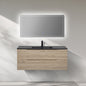 WOODBRIDGE 23-5/8" Wall Mounted Single Basin Vanity – Evita Oak Wood Finish with Black Quartz Sand Composite Top, Floating Design