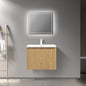WOODBRIDGE 23-5/8" Wall Mounted Floating Bathroom Vanity in Yellow Oak Wood Finish with White Resin Top and Single Sink
