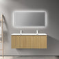 WOODBRIDGE 47-1/4" Wall Mounted Floating Bathroom Vanity in Yellow Oak Wood Finish with White Resin Top and Double Sink
