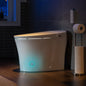 WOODBRIDGE B0970S Smart Bidet Tankless Toilet Elongated One Piece Chair Height, Auto Flush, Foot Sensor Operation, Heated Seat with Integrated Multi Function Remote Control in White