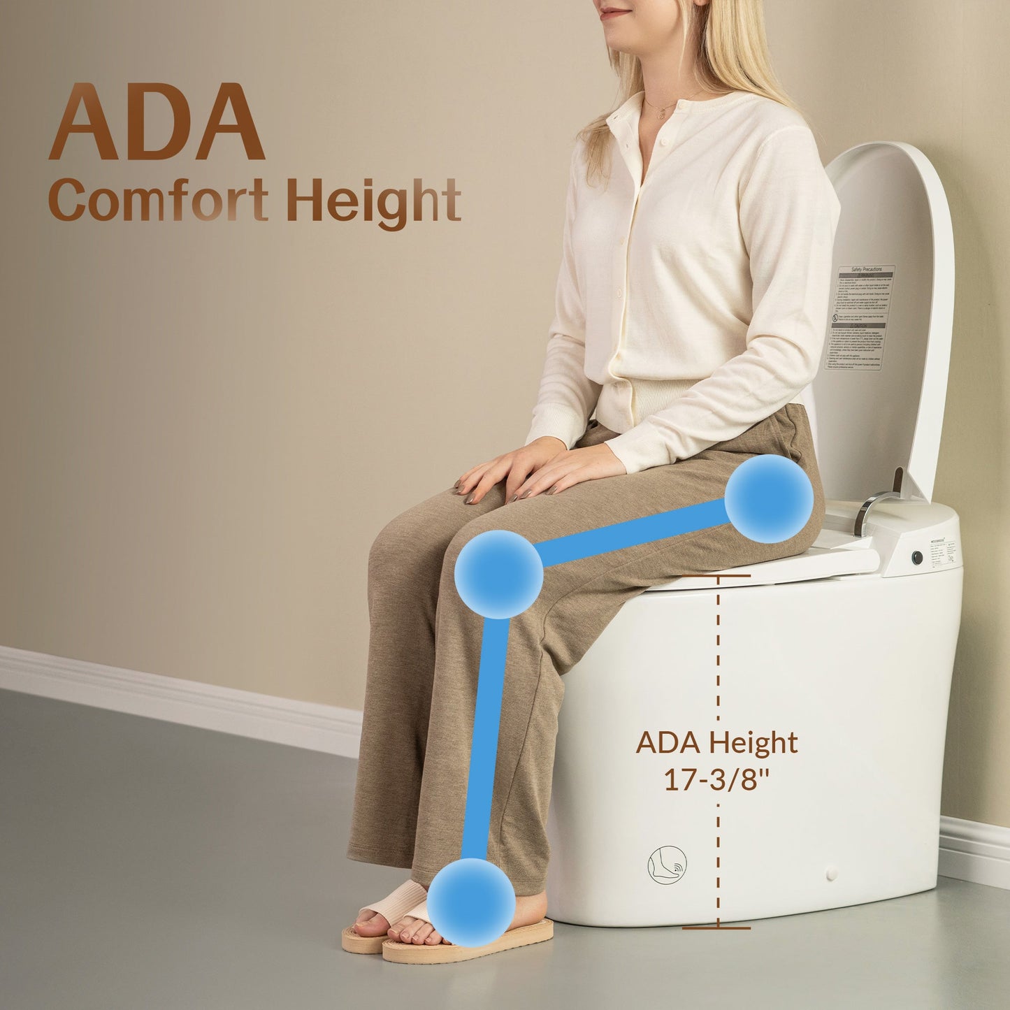 WOODBRIDGE B0970S Smart Bidet Tankless Toilet Elongated One Piece Chair Height, Auto Flush, Foot Sensor Operation, Heated Seat with Integrated Multi Function Remote Control in White