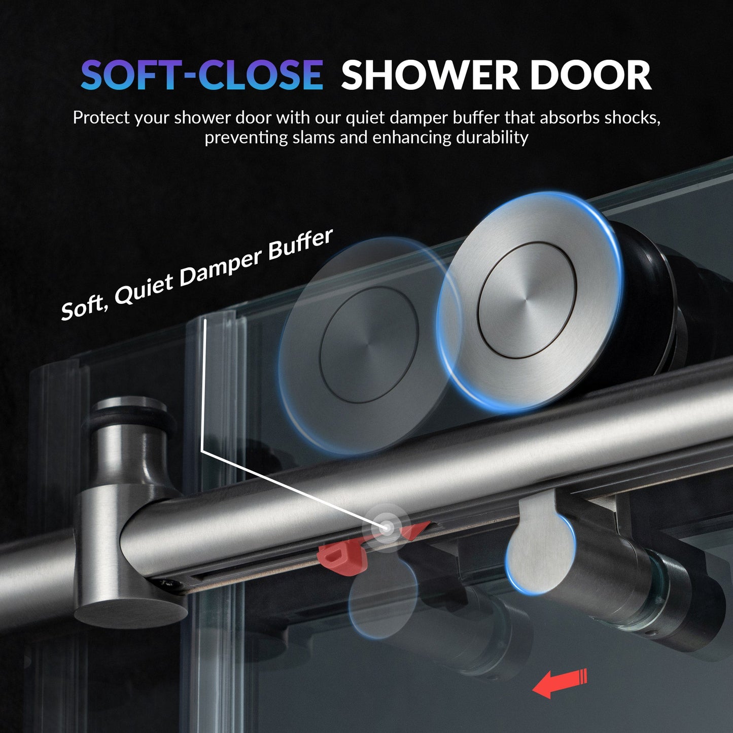 WOODBRIDGE Frameless Single Sliding Shower Doors, 45.5-48" Width x 76"Height with 3/8"(10mm) Clear Tempered Glass, Soft Close System and Explosion-Proof Film
