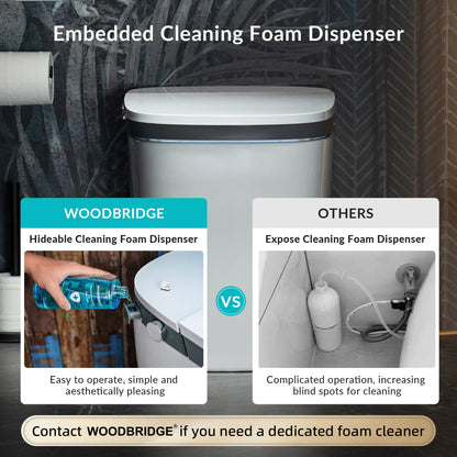 WOODBRIDGE B0931S Smart Bidet Toilet with 1.28 GPF Dual Flush Auto Open & Close, Foot Sensor Flush, Voice Control,1000 Gram Map Flushing Score, Movement Drying, LED Display, Chair Height Design and Cleaning Foam Dispenser
