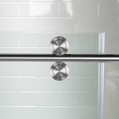 WOODBRIDGE Frameless Bathtub Shower Doors 56-60" Width x 66" Height with 5/16"(8mm) Clear Tempered Glass, Single Sliding with Side Seal Strips