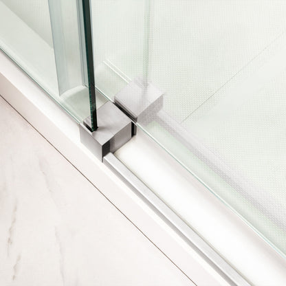 WOODBRIDGE Frameless Bathtub Shower Doors 56-60" Width x 66" Height with 5/16"(8mm) Clear Tempered Glass, Single Sliding with Side Seal Strips