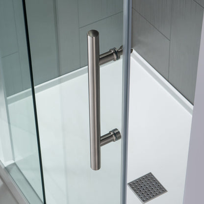 WOODBRIDGE Frameless Bathtub Shower Doors 56-60" Width x 66" Height with 5/16"(8mm) Clear Tempered Glass, Single Sliding with Side Seal Strips