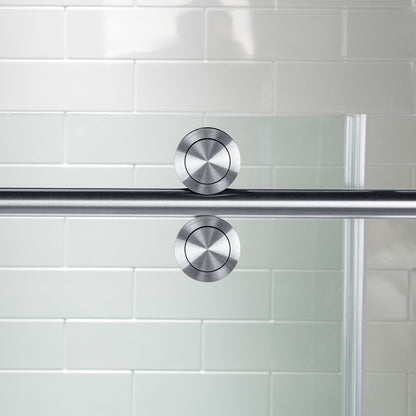 WOODBRIDGE Frameless Bathtub Shower Doors 56-60" Width x 66" Height with 5/16"(8mm) Clear Tempered Glass, Single Sliding with Side Seal Strips