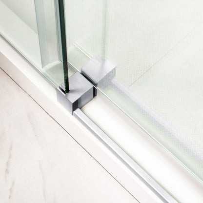 WOODBRIDGE Frameless Bathtub Shower Doors 56-60" Width x 66" Height with 5/16"(8mm) Clear Tempered Glass, Single Sliding with Side Seal Strips