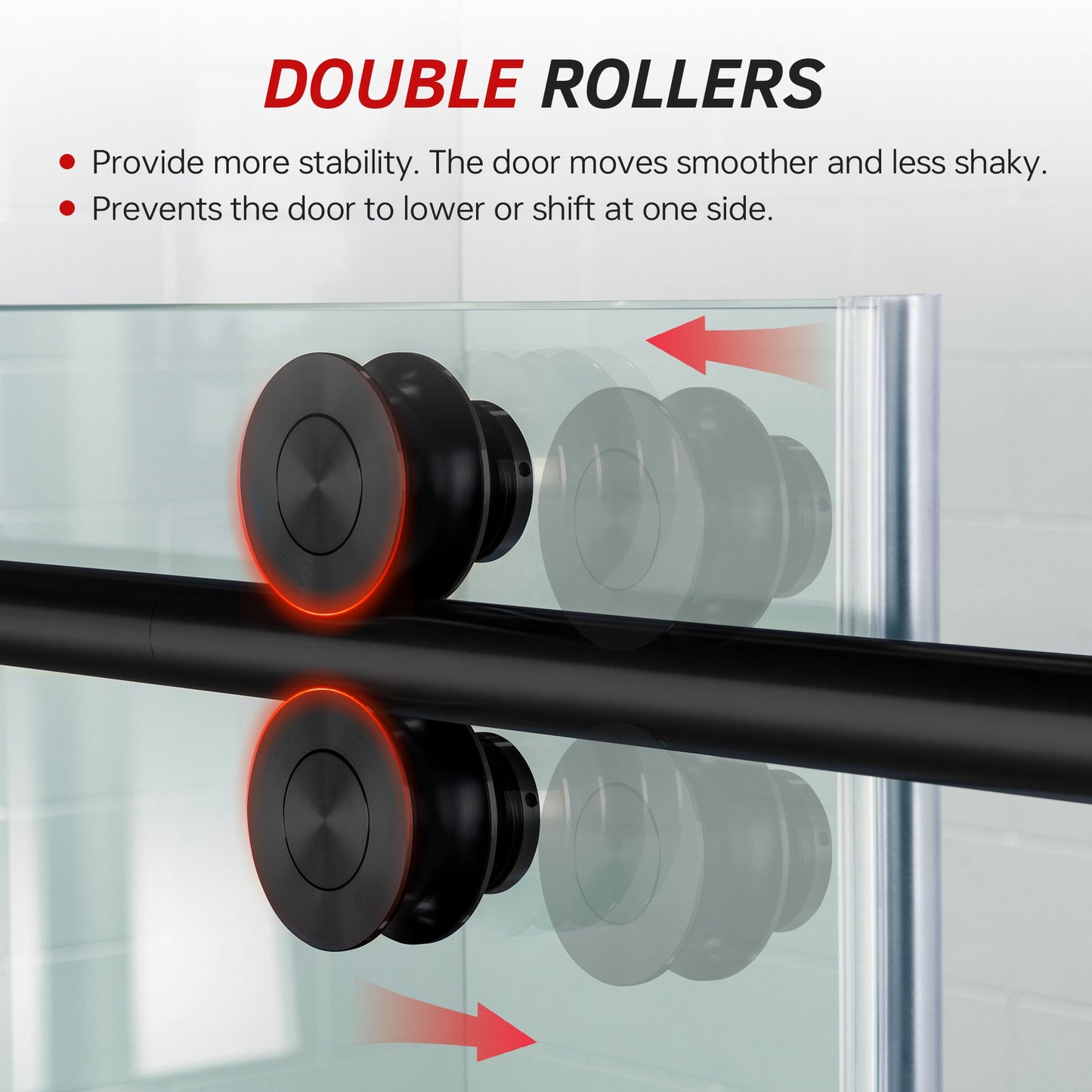 WOODBRIDGE Frameless Bathtub Shower Doors 56-60" Width x 66" Height with 5/16"(8mm) Clear Tempered Glass, Single Sliding with Side Seal Strips