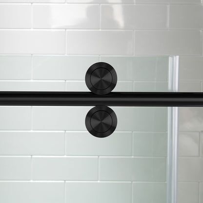 WOODBRIDGE Frameless Bathtub Shower Doors 56-60" Width x 66" Height with 5/16"(8mm) Clear Tempered Glass, Single Sliding with Side Seal Strips
