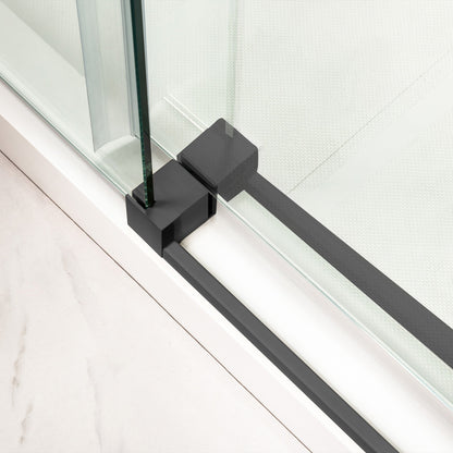WOODBRIDGE Frameless Bathtub Shower Doors 56-60" Width x 66" Height with 5/16"(8mm) Clear Tempered Glass, Single Sliding with Side Seal Strips