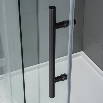 WOODBRIDGE Frameless Bathtub Shower Doors 56-60" Width x 66" Height with 5/16"(8mm) Clear Tempered Glass, Single Sliding with Side Seal Strips