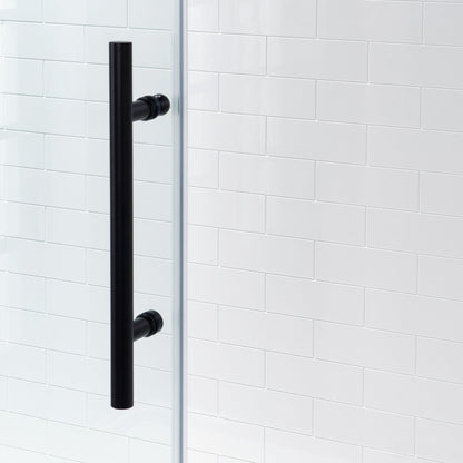 WOODBRIDGE Frameless Bathtub Shower Doors 56-60" Width x 66" Height with 5/16"(8mm) Clear Tempered Glass, Single Sliding with Side Seal Strips