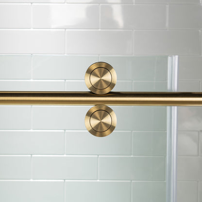 WOODBRIDGE Frameless Bathtub Shower Doors 56-60" Width x 66" Height with 5/16"(8mm) Clear Tempered Glass, Single Sliding with Side Seal Strips