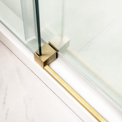 WOODBRIDGE Frameless Bathtub Shower Doors 56-60" Width x 66" Height with 5/16"(8mm) Clear Tempered Glass, Single Sliding with Side Seal Strips