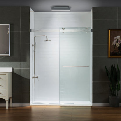 WOODBRIDGE Frameless Shower Doors 56-60" Width x 76" Height with 5/16"(8mm) Clear Tempered Glass, Double Sliding with Side Seal Strips