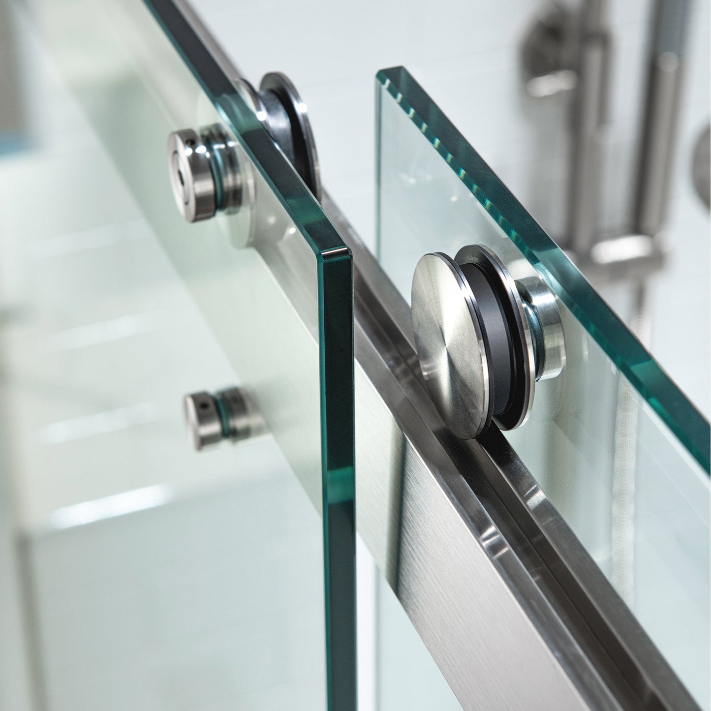 WOODBRIDGE Frameless Shower Doors 56-60" Width x 76" Height with 5/16"(8mm) Clear Tempered Glass, Double Sliding with Side Seal Strips